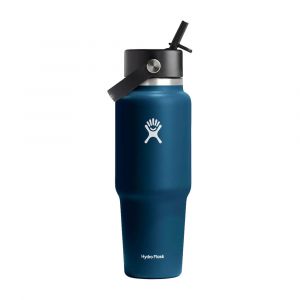 Hydro Flask 32oz Wide Mouth Travel Bottle with Flex Straw Cap, Durable Stainless Steel, Leakproof, Indigo