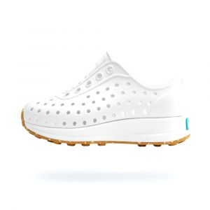 Native Robbie Child Slip On Shoes, Sugarlite™ EVA Upper, Midsole, and Ultra-grippy Rubber Outsole, Shell White/Mash Speckle Rubber