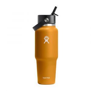 Hydro Flask 32oz Wide Mouth Travel Bottle with Flex Straw Cap, Durable Stainless Steel, Leakproof, Fossil