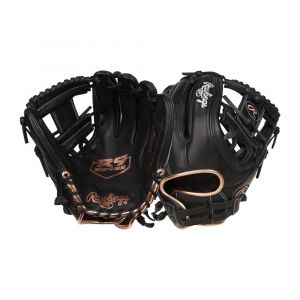 Rawlings 11.75-Inch Full-Grain Leather R9 Series Fastpitch Outfield Glove for Softball, Pull-Strap Fit, Black