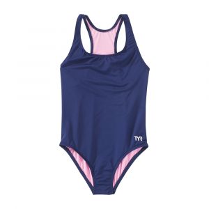 TYR Girls' Maxfit Swimsuit - Ella, Durafast Lite® Fabric, UPF 50+ Technology, Polyester Blend, Navy, M