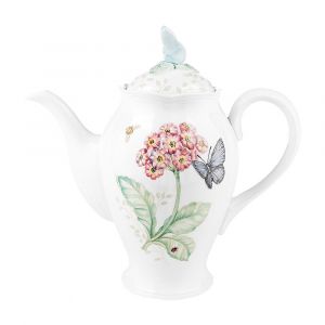 Lenox Butterfly Meadow Coffeepot, Floral Porcelain, Microwave & Dishwasher Safe, 48 Oz, 6083943