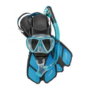 Cressi Bonete Pro Dry Set, Snorkeling Mask and Snorkel Equipment, Translucent Aquamarine, L/XL