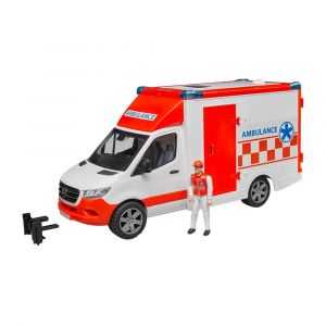 Bruder Mercedes-Benz Sprinter Ambulance with Driver, Opening Rear/Side Doors & Removable Roof Module, 02676
