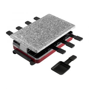 Swissmar Classic Oval 8 Person Raclette with Granite Stone Grill Top, 1200-Watt Electric, Red