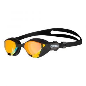 Arena Unisex Cobra Tri Swipe Mirror Goggle for Swimming, Polycarbonate Lens, Anti Fog, UV Protection, Yellow Copper/Black