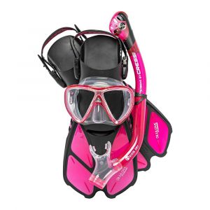 Cressi Bonete Pro Dry Mask Snorkel Set, Adjustable Strap, Small-Medium, Translucent Pink