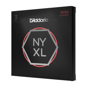 D'Addario NYXL Nickel Wound Electric Guitar Strings, High Output 3-Pack, NYXL1052-3P