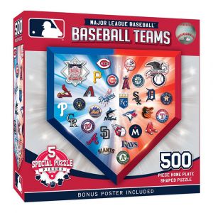 MasterPieces MLB - Home Plate 500-Piece Shaped Jigsaw Puzzle, 5 Shaped Pieces, Free Bonus Poster