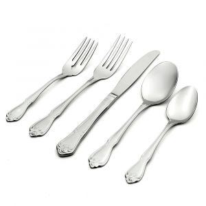 Oneida True Rose 45-Piece Everyday Flatware Set, Service For 8, Stainless Steel, Dishwasher Safe