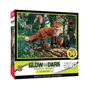 MasterPieces Hidden Images - The Woodlands 500-Piece Glow In The Dark Jigsaw Puzzle, Bonus Poster