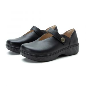 Alegria Women's Opheliah Black Shoe, Stain-Resistant Leather Upper & Microsuede Removable Footbed, Black, Medium, 10.5