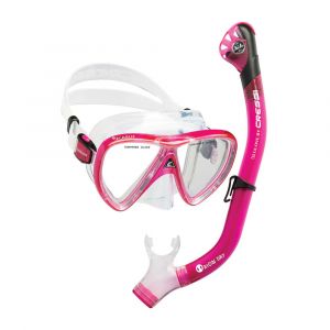 Cressi Ikarus & Orion Dry Snorkel Combo Set, Diving Gear, Translucent Pink, One Size