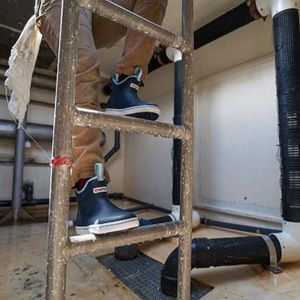 Xtratuf Women's 6-in Ankle Deck Boot, 100% Waterproof, Slip-Resistant Chevron Outsole & Pull-On Tabs, Navy, Medium, 8