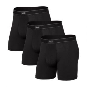 SAXX Men's Daytripper Comfort Stretch Boxer Brief (3 Pack) with BallPark Pouch® & No-Roll Waistband, Black, XL