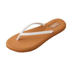 Flojos Women's Fiesta Slip-On Sandal with Padded Footbed, Arch Support, and Thin Strap, Rubber, White/Tan, 10