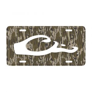 Drake Aluminum Logo License Plate, Pre-Drilled Holes, Ideal for Hunters, One Size, Mossy Oak Original Bottomland