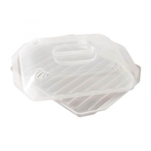 Nordic Ware 10.25 x 8 x 2-Inch Bacon Rack with Lid, Microwave Safe Cooking Tray and Cover, White