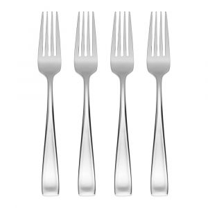 Oneida Moda Fine Flatware Dinner Fork, Set Of 4, Stainless Steel, Mirror Finish, Dishwasher Safe