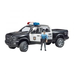 Bruder Ram 2500 Police Pickup Truck with Police Officer, Roof-Mounted Light and Sound Module, 02505