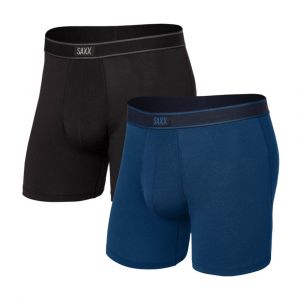 SAXX Men's Daytripper Comfort Stretch Boxer Brief (2 Pack) with BallPark Pouch® & No-Roll Waistband, Black/City Blue Heather, Small