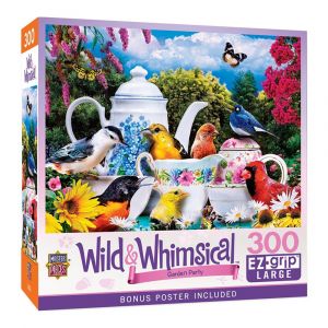 MasterPieces Wild & Whimsical - Garden Party 300-Piece EZ Grip Jigsaw Puzzle, Bonus Poster Included