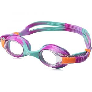 TYR Kids' Swimple Goggles - Tie Dye, Hypoallergenic Silicone Gasket & UVA/UVB Protection, LGSWTD, Clear/Pink/Mint