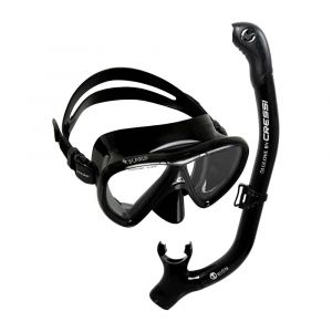 Cressi Ikarus & Orion Snorkel Combo Set, Mask and Snorkel Swimming Gear, Black, One Size
