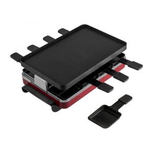 Swissmar Classic 8 Person Anthracite Raclette with Cast Aluminum Grill Plate, Tabletop, Red