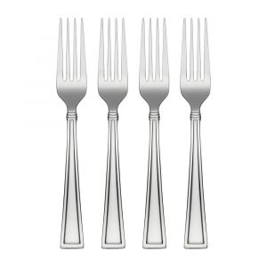 Oneida Butler Flatware Dinner Forks, Set of 4, Stainless Steel, Mirror Finish, Dishwasher Safe