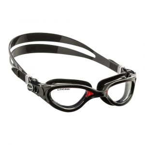 Cressi Adult Flash Swim Goggles with UV Protected, Curved & Shutterproof Lenses, Black-Red