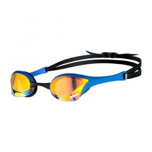 Arena Unisex Cobra Ultra Swipe Racing Swim Goggles, Anti-Fog Technology, Interchangeable Nose Bridge, Yellow Copper/Blue
