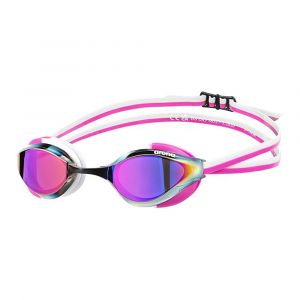 Arena Unisex Python Mirror Goggles for Swimming, Anti Glare, Wide Vision, UV Rays Protection, Violet/Fuchsia/White