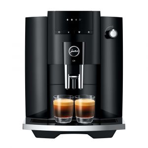 Jura E4 Automatic Coffee Machine, 5 Drink Types, Professional Aroma Grinder, Piano Black, 15466