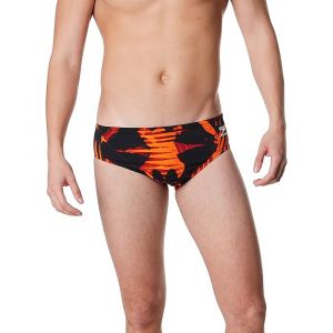 Speedo Men's Endurance+ Brief, Chlorine Resistant Swimwear, Four Way Stretch, Polyester Blend, Reflected Orange, 32
