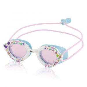 Speedo Kids Sunny G Pop Seasiders Print Goggles, Anti-Fog & UV Protection, Ideal for Kids Aged 6-12, White Hearts/Vermillion