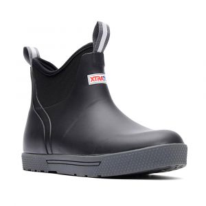 Xtratuf Men's Wheelhouse 6-in Ankle Deck Boot, 100% Waterproof, SRC-Rated Outsole, and Pull-On Tabs, Black, Medium, 10
