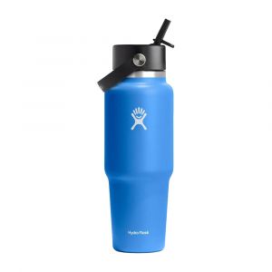 Hydro Flask 32oz Wide Mouth Travel Bottle with Flex Straw Cap, Durable Stainless Steel, Leakproof, Cascade