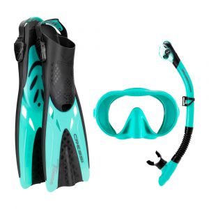 Cressi Musa Explorer Set, Snorkel Mask and Fins Diving Equipment, Professional Grade, L/XL, Aqua Green