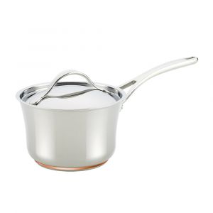 Anolon Nouvelle Copper Stainless Steel 3-1/2-Qt Covered Saucepan, Dishwasher Safe & Induction-Ready
