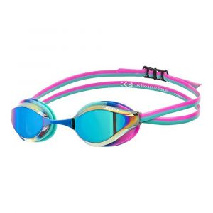 Arena Unisex Python Mirror Goggles for Swimming, Anti Glare, Wide Vision, UV Rays Protection, Turquoise/Water/Fuchsia