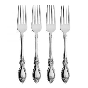 Oneida Louisiana Fine Flatware Dinner Forks, Set Of 4, Stainless Steel, Dishwasher Safe
