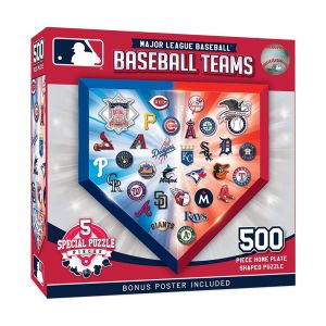 MasterPieces MLB - Home Plate 500-Piece Shaped Jigsaw Puzzle, 5 Special Pieces, Free Bonus Poster