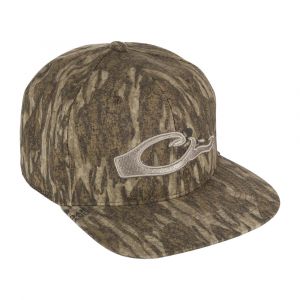 Drake Camo Flat Bill Cap for Hunting with Adjustable Snapback Closure, Mossy Oak Bottomland