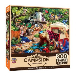 Masterpieces 18x24-Inches Campside - Campsite Trouble 300 Piece EZ Grip Jigsaw Puzzle, 100per. Recycled Material