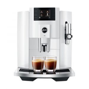 Jura E8 Automatic Coffee Machine, 17 Drink Types, Professional Aroma Grinder, Piano White, 15422
