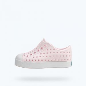 Native Jefferson Child Slip-On Sneakers, Rubber Rand and Toe & Injection Molded EVA Construction, Milk Pink/Shell White, C10