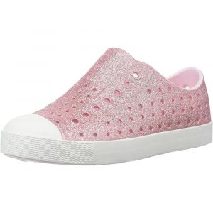 Native Unisex Jefferson Bling Slip-On Sneakers, Rubber Rand and Toe & Injection Molded EVA Material, Milk Pink/Shell White