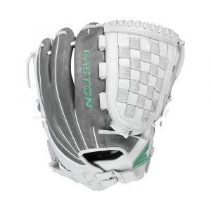 Easton 2021 Fundamental Fastpitch Pitcher/Outfield Glove for Softball, Quantum Closure System, White/Grey Heather, 12.5 Inch