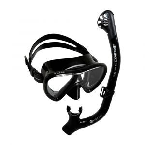 Cressi Ikarus & Orion Dry Snorkel Combo Set, Diving Gear, Black, One Size